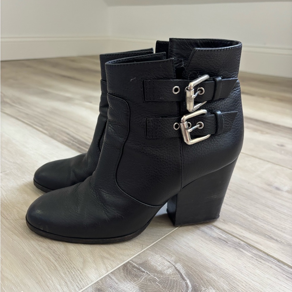 Giuseppe Zanotti Black Ankle Boots with Silver Buckles